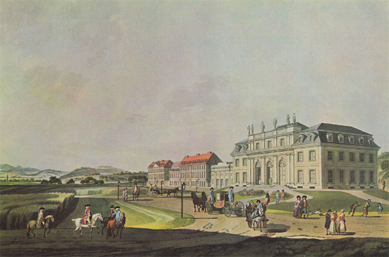 Redoute und Kurfuerstenallee 1792, Kupferstich von Johann Ziegler nach Aquarell von Laurenz Janscha